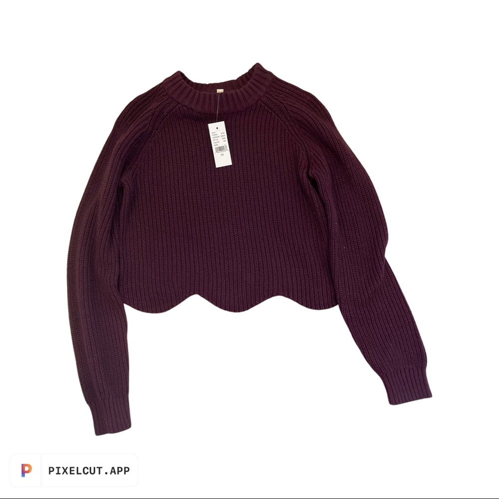 LA Hearts burgundy crew neck sweater